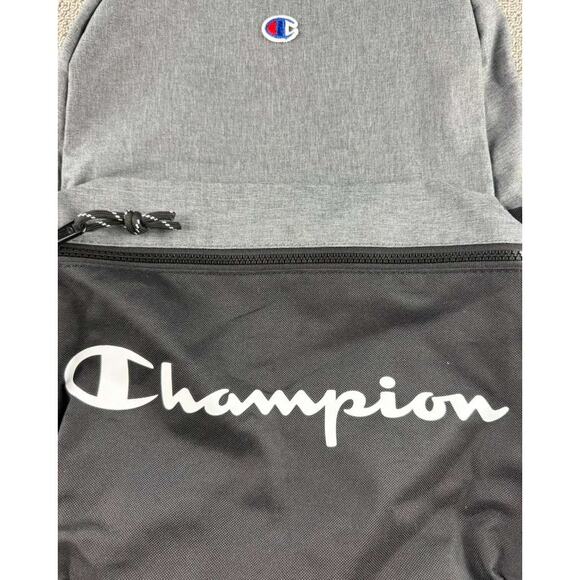 Champion Manuscript Backpack Men Black Gray Zippers Multi Pocket School Travel - Picture 3 of 12